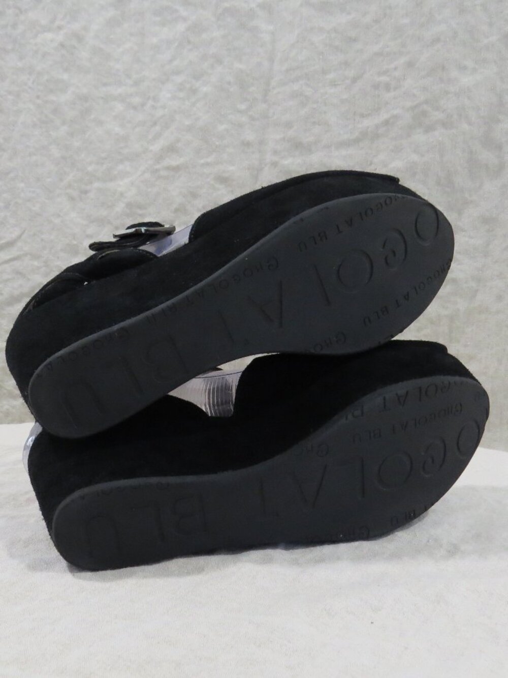 Chocolat Blu Wagga Suede Leather Platform Wedge SIZE 7 Black - Picture 7 of 12